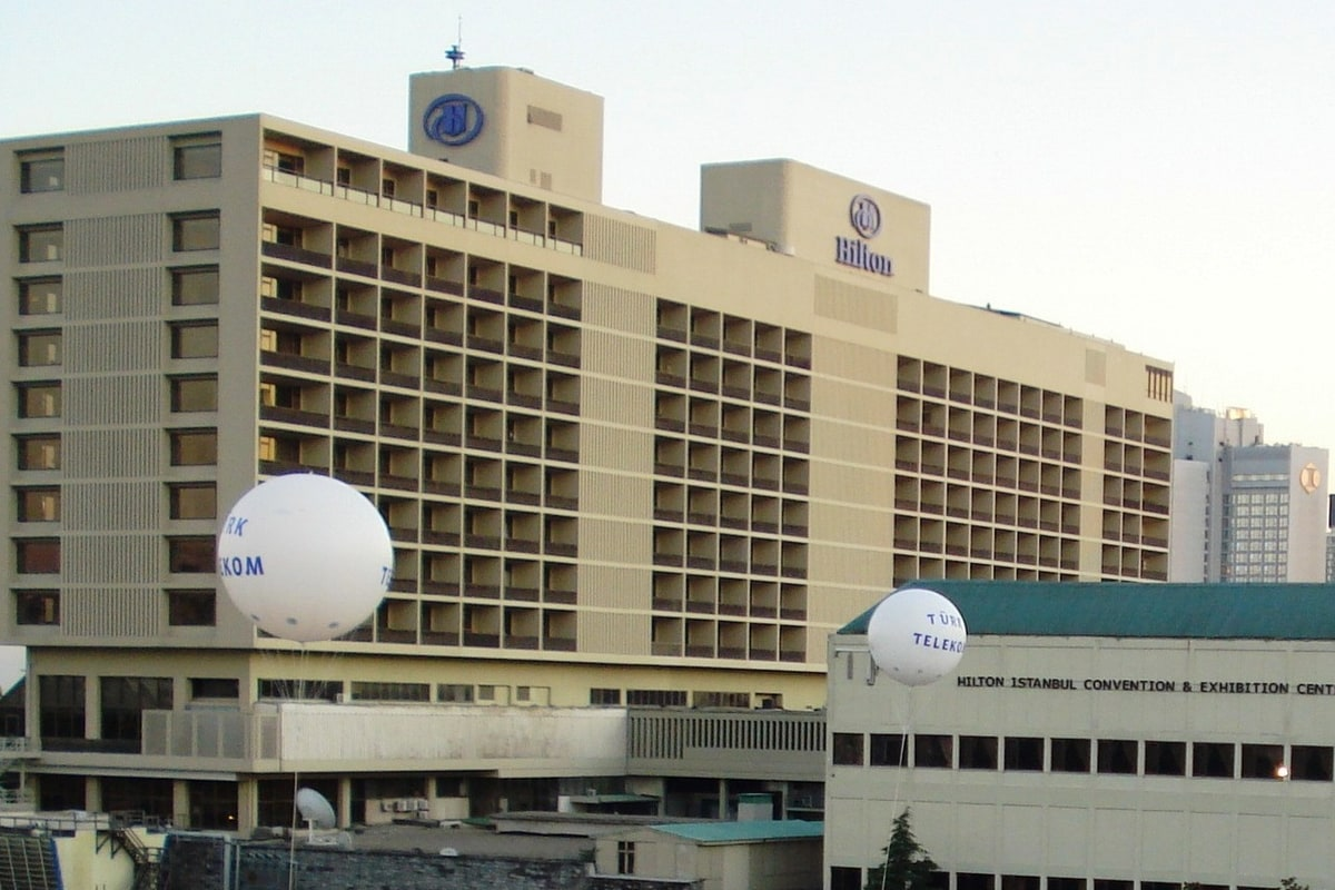 Hilton tower from the south, Harbiye hilltop
