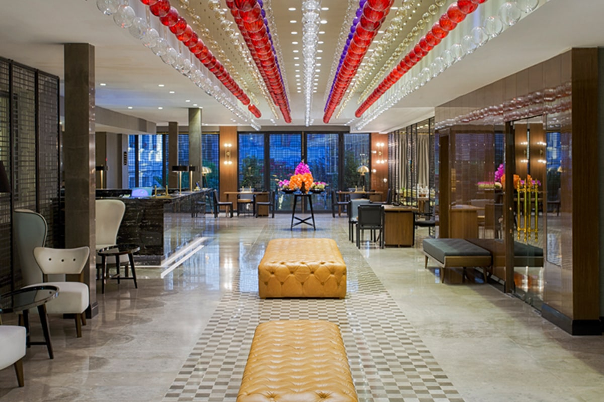 Hotel lobby with classical Ottoman detailing.